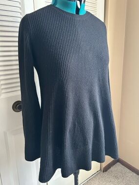 The Cashmere Project Black Ribbed Soft Cashmere Sweater Tunic L Long Sleeve